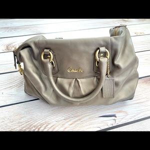COACH - “Madison Sophia” Pewter Metallic
Satchel Leather Purse Shoulder Bag